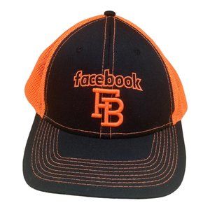 Facebook Snapback Baseball Hat Black & Neon Orange Mesh Back